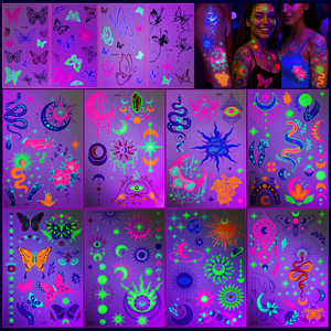 สติกเกอร์สัก<span class=keywords><strong>ลาย</strong></span>เรืองแสง<span class=keywords><strong>ลาย</strong></span>ดาว พระจันทร์ <span class=keywords><strong>งู</strong></span> <span class=keywords><strong>ผีเสื้อ</strong></span> สำหรับติดหน้าและตัว ใช้ชั่วคราว เหมาะสำหรับงานปาร์ตี้ ตัวอย่างฟรี - Product Image 6