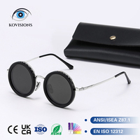Lunettes de soleil polarisées rondes rétro réglables avec filtre ND9, logo personnalisé, protection UV400, monture en alliage Al-Mg, vente en gros pour hommes