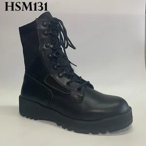 ZH, natürliche Rindsleder Nylon Stoff obere Kampfs tiefel taktische Ausrüstung Anti-Schock-Gummis ohle Kampf taktische Stiefel HSM131