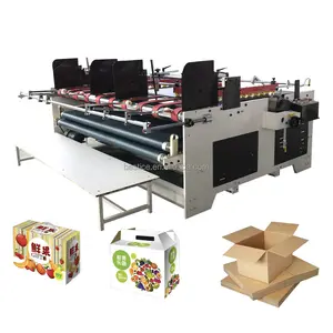 Beste Prijs Semi-Automatische Golfkarton BYZ-2600 Kartonnen Doos Lijmmachine Met Handmatig Vouwen En Dubbele Coating Gluer