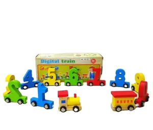 木制火车与数字木制火车块玩具婴儿教育玩具