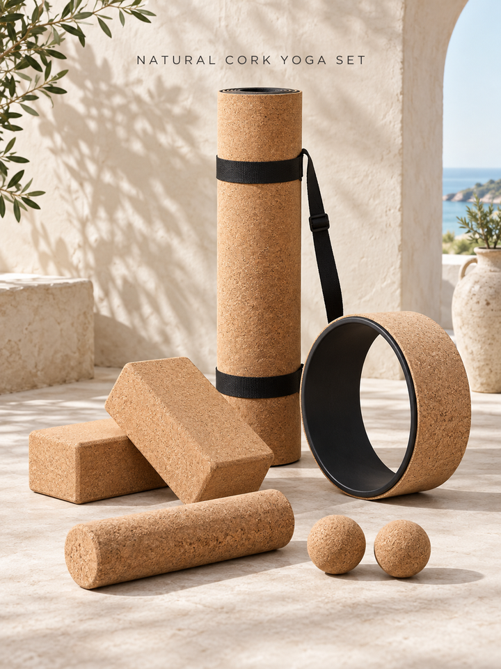 Natural Cork Yoga Set Eco Friendly Kit with Mat Blocks and Strap Non ...