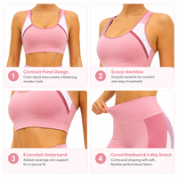 Set Olahraga Wanita 2-Potong Anti-UV Spandex/Nylon, Menyerap Keringat, Peregangan Empat Arah, Cepat Kering, Celana Panjang Setengah Betis, Atasan Racerback