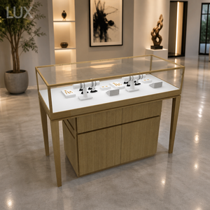 Vitrine à bijoux sur pied, présentoir en acrylique avec comptoir en verre pour boutique de bijoux, salle d'exposition - Product Image 4