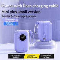 Batterie externe à charge rapide bidirectionnelle 22,5 W avec écran numérique, prise universelle, double câble, chargeur portable pour iPhone
