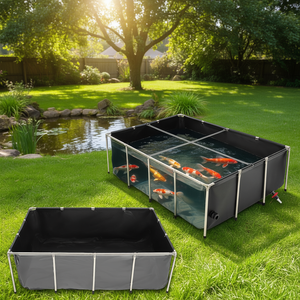 Tanque rectangular para peces koi de 470 galones, transparente, de PVC, con marco de acero inoxidable, válvula de drenaje negra, para estanque, peceras, acuarios, uso en exteriores. - Product Image 2