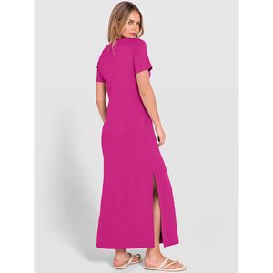 Robe longue d'été Anrabess pour femme, à manches courtes, col rond, fendue, en maille ample, infroissable, décontractée, pour la plage et les vacances, taille naturelle - Product Image 6
