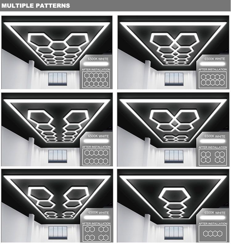 カーショップとガレージハニカムライト用の工場六角形詳細ワーク