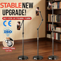 Support trépied de sol avec bras télescopique, support réglable pour diffusion en direct, visionnage de vidéos, support de téléphone compatible pour lit et bureau