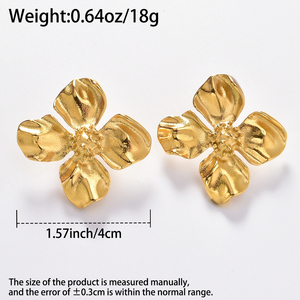 Pendientes Vintage Pop Estéreo con Doble Flor Chapados en Oro, de Latón, para Banquete, Boda, Compromiso, Fiesta, Venta al por Mayor para Mujer - Product Image 6