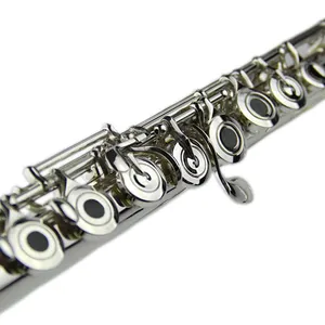 Flauta banhada a prata tubo de cobre branco perfurado nível profissional 17 furos