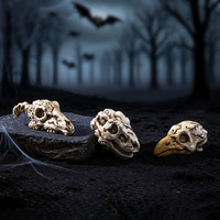 Mini-têtes de crâne d'oiseau coréen en résine, figurines miniatures de squelettes en résine pour micro-paysages, plantes et décorations d'Halloween