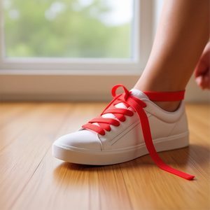 Laccio per scarpe Ilan 140 cm rosso piatto per sneakers - Product Image 2