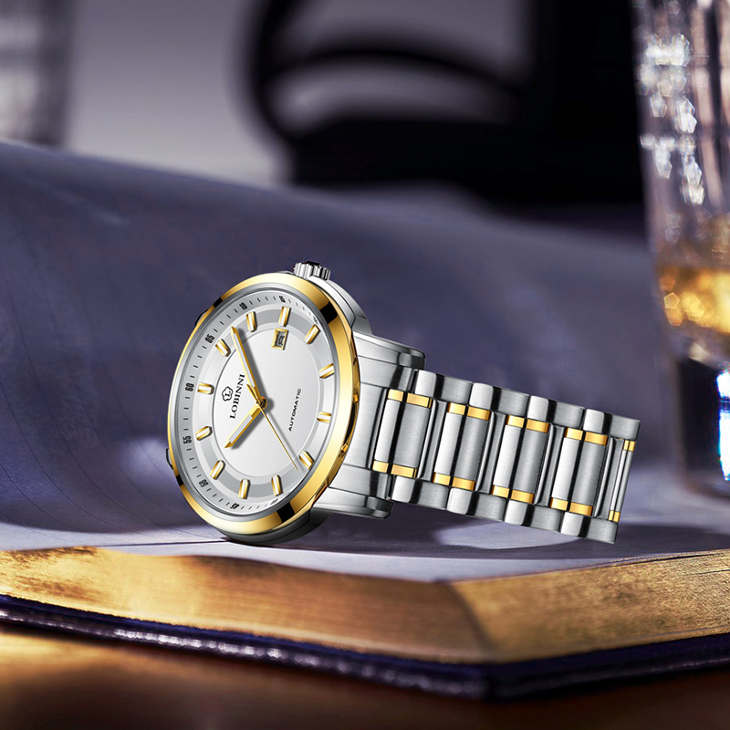 For 2025 Rose Gold Luxury Mechanical Wrist Watch Automatic Sapphire Crystal Luminous Pointer Stainless Steel Band Water