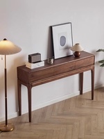 Meja Konsol Walnut Hitam untuk Ruang Tamu Mewah Bergaya Midcentury dengan Penyimpanan, Desain Tahan Lama, Meja Buffet Tinggi dan Panjang