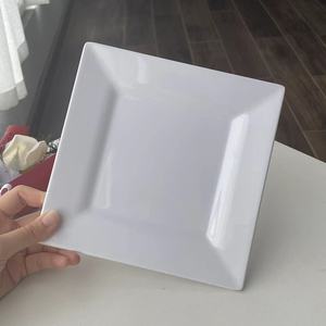 Assiettes de service carrées blanches occidentales en mélamine de 7,5 pouces, assiettes à dîner en porcelaine pour enfants, pour les pâtes, le steak, les fêtes de Noël - Product Image 5