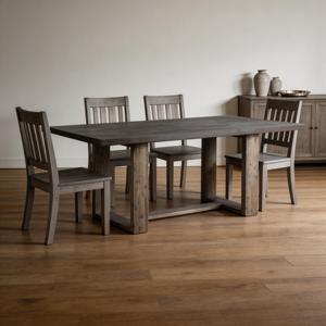 America Retro Style Dining Room Rectangular Micro Cement top <b>Solid</b> <b>Wood</b> Base Dining <b>Table</b> for 6 8 10 seats - Product Image 5
