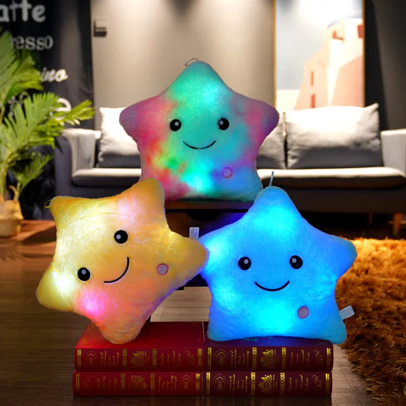 Valentine's Day Glowing Star Gifts Custom Creative Luminous Baby Toy Bed Pillows Stuffed Animals Plush Cushion Led Light Toy