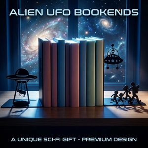 Heavy Duty Metal Bookends <strong>Alien</strong> UFO Art Decor Decorative Bookends for Shelves Unique Gift for Adults Sci-Fi Room Home Decor - Product Image 4
