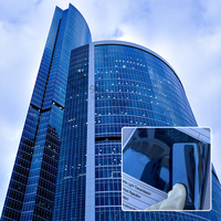 Film adhésif double face bleu 3 mil pour fenêtres architecturales, 90 % IRR, contrôle solaire pour bâtiments, confidentialité, bureaux commerciaux, cuisines