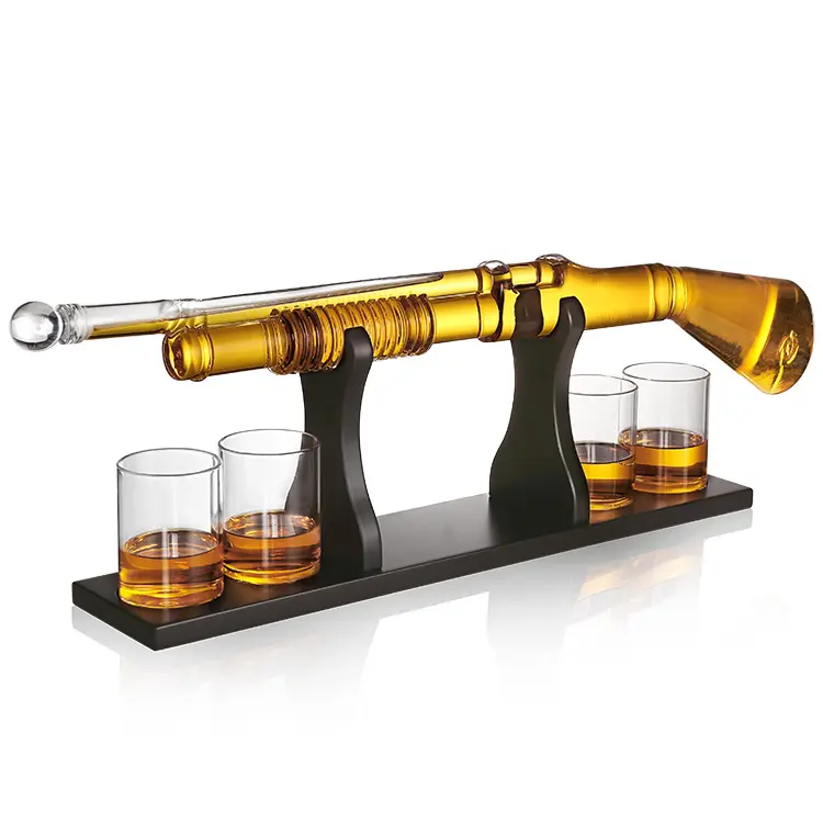Decanter per Whisky in vetro a forma di fucile AK Bottle ak decanter shot gun con 4 bicchieri da Whisky bullet Set Whisky set