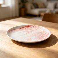 Assiettes de présentation en céramique rouge brillante haut de gamme pour hôtels, assiettes de table en porcelaine fine, services de vaisselle en grès pour mariages et réceptions