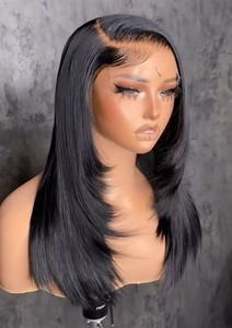 Peluca con cierre de encaje HD con corte de pelo de mariposa, pelo <span class=keywords><strong>brasileño</strong></span> Natural prearrancado 4x6, peluca negra sin pegamento para mujer, encaje transparente - Product Image 6