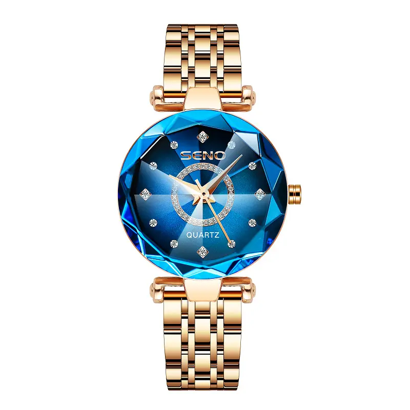 Hot Sales Starry Sky Diamond Face Multi-angular Glass Solid Stainless Steel Band Women's Quartz Waterproof Watch