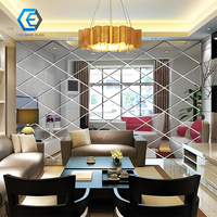 Tuile de miroir Meilleur 4 5 6 8mm Design de haute qualité Miroir mural décoratif Miroir en diamant Usine Chine
