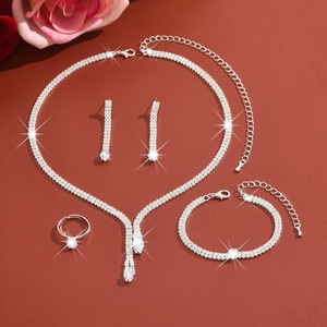 Ensemble de bijoux de luxe en zircon et strass pour femme, collier et boucles d'oreilles, accessoires de mariée pour mariage, fête et anniversaire - Product Image 6
