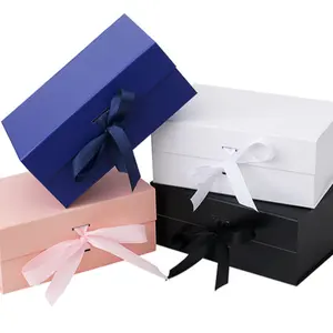 Fabrik Magnetische faltbare Brautjungfer benutzer definierte Verpackung Luxus Geschenk box Pappe Papier Hochzeit Geschenk box Verpackung mit Band