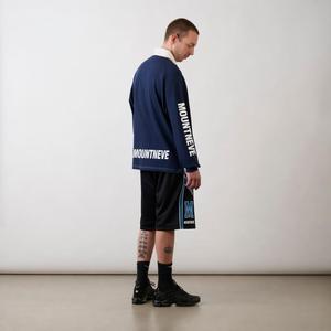 Ensemble polo de rugby à manches longues et short pour <span class=keywords><strong>homme</strong></span>, <span class=keywords><strong>en</strong></span> mélange de coton, à rayures verticales, respirant, style urbain, décontracté, quotidien, personnalisable OEM - Product Image 3