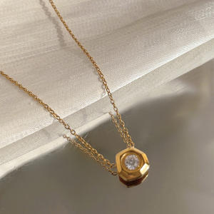 Gargantilla de acero inoxidable de <span class=keywords><strong>18</strong></span> pulgadas y 45 cm con formas geométricas - Product Image 4