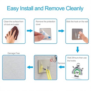 Thép không gỉ khăn áo quần áo tự dính tường móc chủ sở hữu - Product Image 6