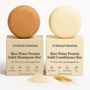 Set de Champú y Acondicionador Sólido de Proteína de Agua de Arroz |   Crecimiento del Cabello y Reparación de Daños |   Sin Sulfatos ni Parabenos |   OEM/ODM Venta al por Mayor - Product Image 1