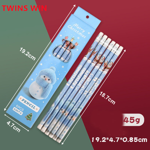 2025 Hot Bán Giáng Sinh Văn Phòng Phẩm Thiết Lập 6 Pcs-Bộ Bút Chì Học Sinh Kid Món Quà Bằng Gỗ Bút Chì Với Tẩy - Product Image 3