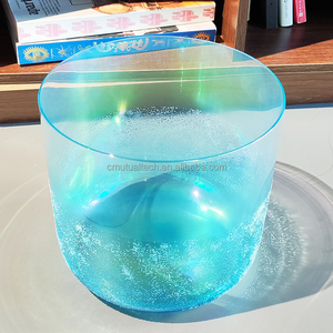 Ciotola di canto trasparente color Q're ciotola di cristallo di quarzo chiaro di canto ciotola di cristallo suono sano/mascotte - Product Image 6