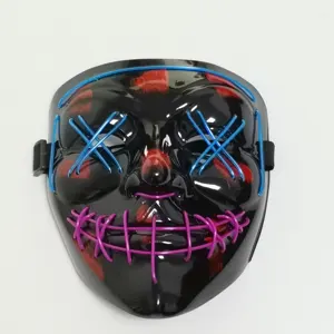 Kostüm ve Cosplay parti LED ışık Up cadılar bayramı maskesi korkunç Rave Glow LED yüz maskesi
