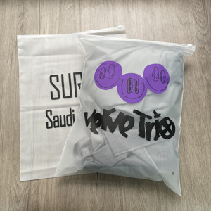Custom Matte Frosted Plastic Zipper <b>Bags</b> Two Color Logo Printed Resealable <b>Zip</b> Lock Pouches For Wigs Cosmetic Apparel Packaging - Product Image 2
