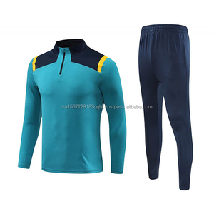 ชุดเสื้อฟุตบอลแขนยาวพิมพ์ลายผ้าฟลีซสำหรับผู้ใหญ่และเด็ก ชุดกีฬาแบบซิปครึ่งตัว แห้งเร็ว ระบายอากาศได้ดี ชุดทีม สำหรับฤดูใบไม้ร่วงและฤดูหนาว - Product Image 1