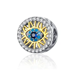 Professional Jewelry Qings Eye Element Charms OEM/ODM 925 Sterling Silver Plated Gold Zircon Charm Pendant With Cheap Price