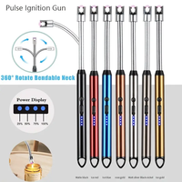 Briquet élégant à LED, coupe-vent, rechargeable par USB, portable, pour cuisine, barbecue, camping en plein air, outil d'allumage