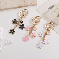  Porte-clés fleur artisanal 26 lettres, best-seller, mignon et tendance pour filles et étudiants, pendentif de sac et anneau porte-clés