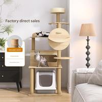 Árbol para Gatos de Madera Maciza Premium, Multifuncional, con Cápsula Espacial, Cuna Espacial y Postes Rascadores para el Juego de los Gatos