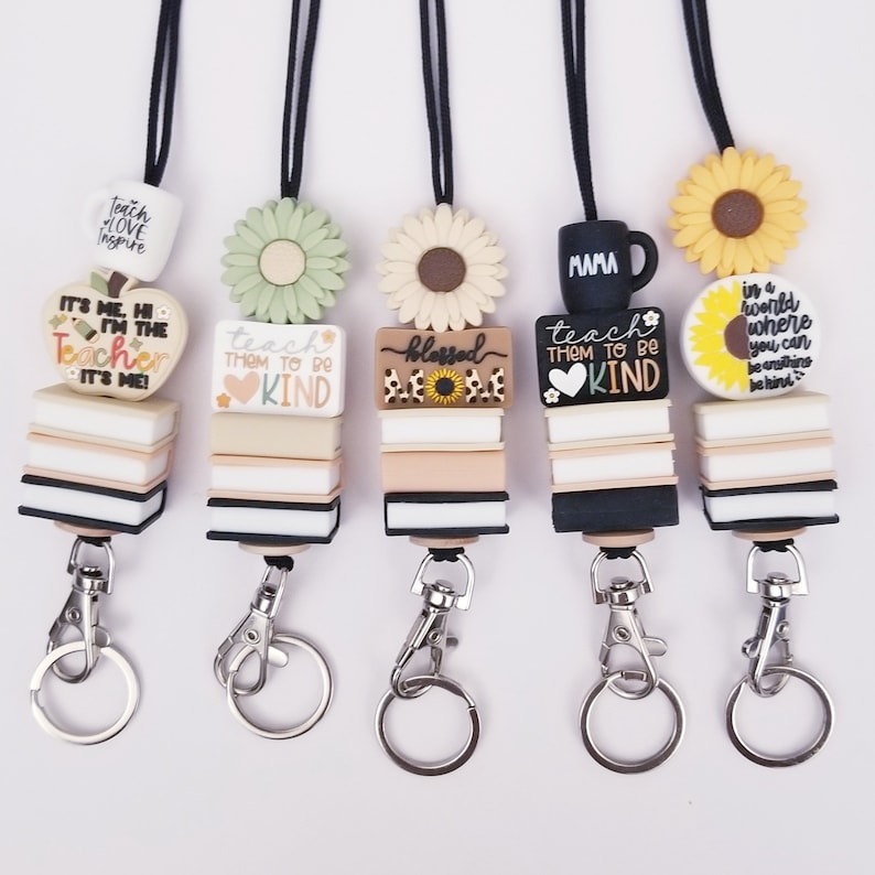 Hot Selling Fashion Silicone Faceted Beads Lanyard Keychain Pencil Colors Blank Crayon Acrylic for Teachers