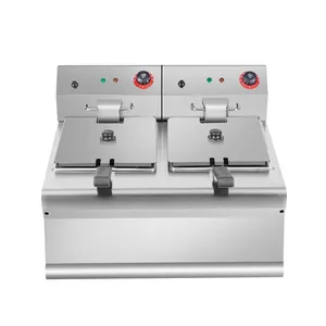Commercial kitchen equipment Double tank counter top 2-tank 2-basket electric fryer