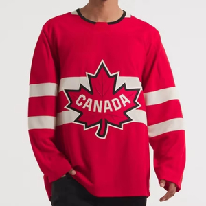 เสื้อฮอกกี้น้ำแข็งทีมแคนาดาแบบกำหนดเอง เสื้อฮอกกี้น้ำแข็งวินเทจทรงโอเวอร์ไซส์ ชุดกีฬา เสื้อฮอกกี้น้ำแข็งแบบซับลิเมชั่น - Product Image 2
