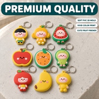 Grosir Gantungan Kunci PVC Buah Custom 9 Desain Kartun Lucu Pesona Enamel Lembut OEM ODM Pabrik Langsung Hadiah Promosi