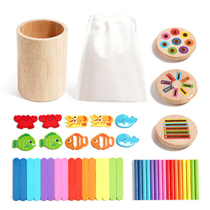 ของเล่นไม้เสริมพัฒนาการเด็ก CPC CE แบบนำเข้าจากต่างประเทศ ชุดคัพสีสันสดใสสำหรับฝึกการจัดเรียงรูปทรงและฝึกการสอดแท่ง ของเล่นมอนเตสซอรี่สำหรับเด็กอายุ 4-6 ปี - Product Image 6