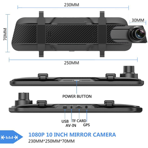 10 ''터치 스크린 레코더 듀얼 Dashcam 백 HD 1080p 카메라 모니터 <span class=keywords><strong>Dvr</strong></span> 자동차 백미러 - Product Image 3
